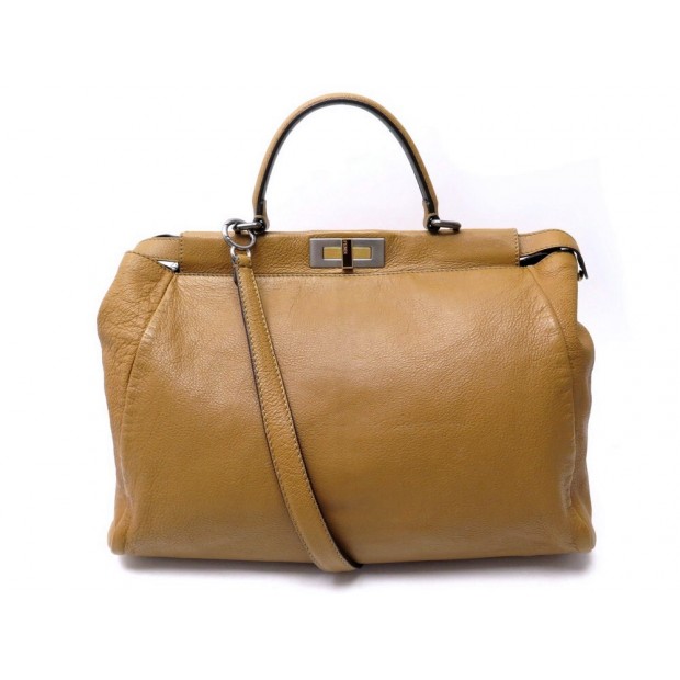 SAC A MAIN FENDI PEEKABOO LARGE 8BN210 EN CUIR CAMEL LEATHER HAND BAG 4000€