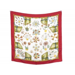 FOULARD HERMES HERBIER DE GAVARNIE PERRIERE CARRE SOIE BROCHEE ROUGE SCARF 350€