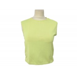 T-SHIRT CHANEL P10249 42 L DEBARDEUR FEMME EN VISCOSE VERT HAUT GREEN TOP 1500€