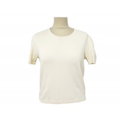 T-SHIRT MANCHES COURTES CHANEL M 40 HAUT FEMME EN VISCOSE BEIGE TOP 1500€