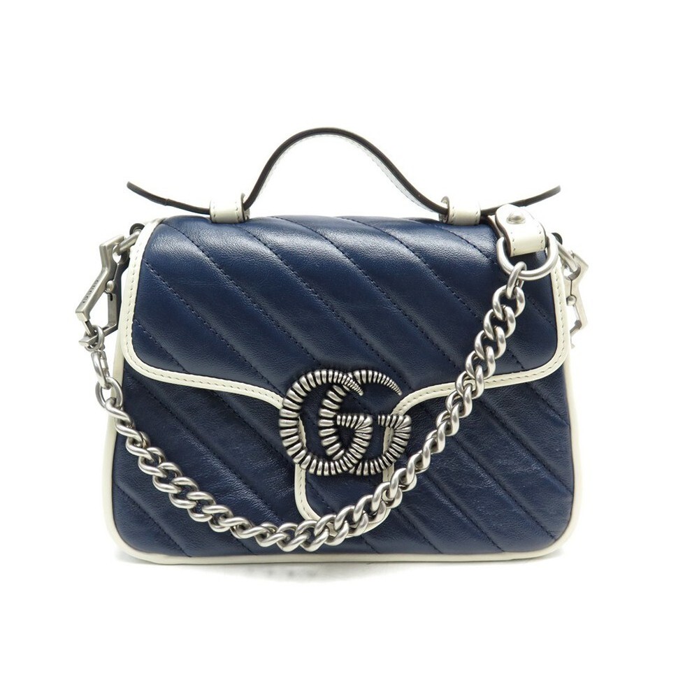 Gucci Sac bandoulière GG Marmont Flap en cuir Bleu