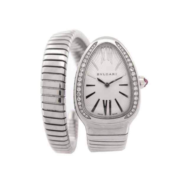 MONTRE BULGARI SERPENTI TUBOGAS SP35S 35 MM QUARTZ ACIER DIAMANTS WATCH 9700€