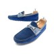 CHAUSSURES GUCCI MOCASSINS MORS 244289 EN DAIM BLEU 6G 40 BLUE SUEDE SHOES 560€