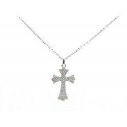 COLLIER EDOUARD NAHUM PENDENTIF CROIX EN OR BLANC SERTIE 90 DIAMANTS 1.8CT 14€