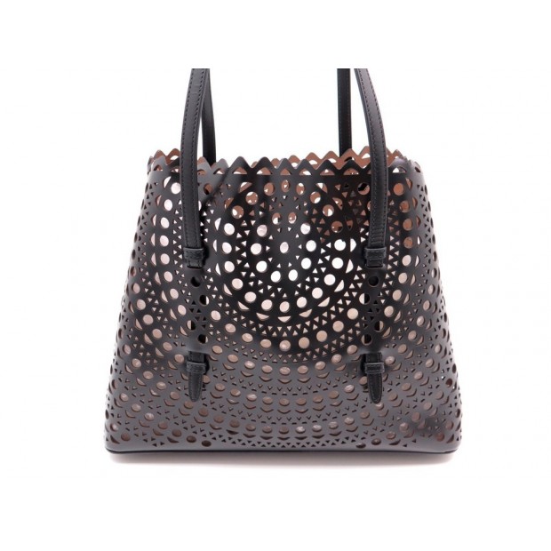 NEUF SAC A MAIN ALAIA NOIR CUIR PERFORE + DUSTBAG 