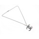 NEUF COLLIER CHANEL PENDENTIF LOGO CC EN METAL ARGENTE + BOITE NECKLACE 380€