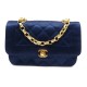 NEUF SAC A MAIN A MAIN CHANEL DIANA TIMELESS 1989 EN SATIN BLEU BANDOULIERE BAG