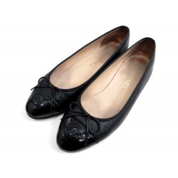 BALLERINES CHANEL CUIR NOIR 38 