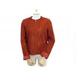 VESTE HERMES FEMME 36 S BLOUSON CUIR VELOURS SUEDE BRIQUE LEATHER JACKET 4000€