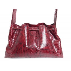 SAC A MAIN TOD S CABAS EPAULE 31 CM EN CUIR PYTHON ROUGE LEATHER HAND BAG PURSE