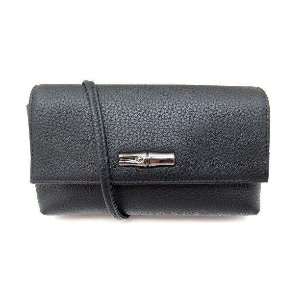 NEUF SAC A MAIN LONGCHAMP POCHETTE ROSEAU ESSENTIAL 34067968001 CUIR NOIR 240€