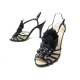 CHAUSSURES CHANEL SANDALES BIJOU GRIPOIX 40 EN SATIN NOIR PLUMES SHOES 1150€