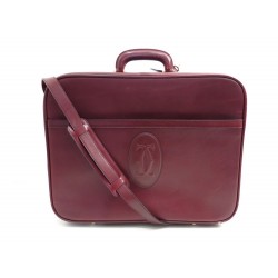 VINTAGE VALISE CARTIER MM CUIR BORDEAUX 