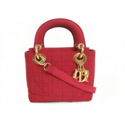 SAC A MAIN CHRISTIAN DIOR MINI LADY DIOR BANDOULIERE TOILE ROUGE HAND BAG 2100€