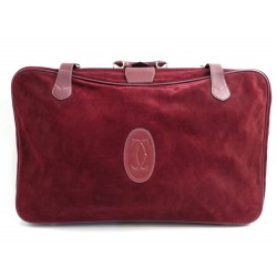 VINTAGE VALISE CARTIER GM CUIR BORDEAUX 