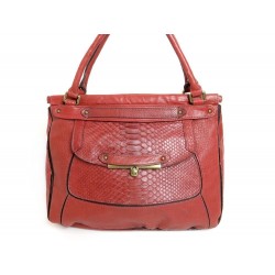 NEUF SAC A MAIN ABACO ODELIA CABAS EN CUIR ET PYTHON BRIQUE HAND BAG PURSE 830€