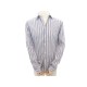 CHEMISE HERMES 39 M 15.5 LIN COTON RAYURES BLEU BOUTON CLOU DE SELLE SHIRT 380€