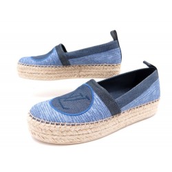 NEUF CHAUSSURES LOUIS VUITTON ESPADRILLES BLUE SHORE 38 TOILE BLEU SHOES 650€