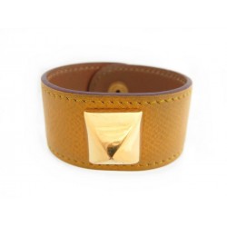 BRACELET HERMES MEDOR COLLIER DE CHIEN BIJOU EN CUIR OCRE DOG LEATHER JEWEL 450€