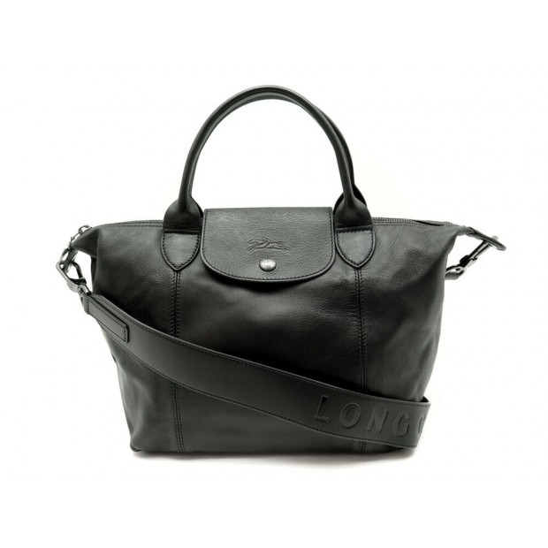 NEUF SAC A MAIN LONGCHAMP LE PLIAGE S L1512757001 BANDOULIERE CUIR NOIR BAG 430€