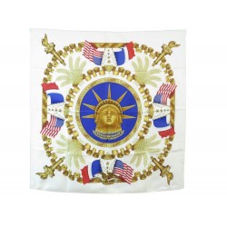 FOULARD HERMES LIBERTY JOACHIM METZ CARRE 90 CM EN SOIE ECRU SILK SCARF 350€