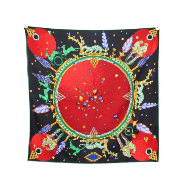 FOULARD CARTIER BIJOUX ANIMAUX PANTHERE CARRE 90 EN SOIE + BOITE SILK SCARF 385€