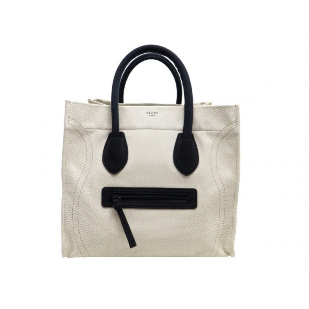 NEUF SAC A MAIN CELINE MEDIUM LUGGAGE PHANTOM EN COTON ECRU HAND BAG PURSE 1550€