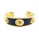 VINTAGE BRACELET HERMES EN CUIR LEZARD BLEU ET METAL DORE 43.3 GR 16 CM JEWEL