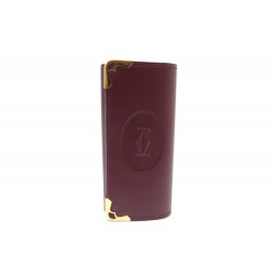 NEUF PORTE-CLES MUST DE CARTIER 4 CLES EN CUIR BORDEAUX LEATHER KEYS HOLDER 295€