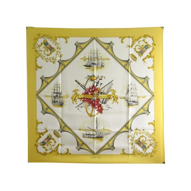 NEUF FOULARD HERMES BORDEAUX PORTE OCEANE GRYGKAR CARRE 90 SOIE SILK SCARF 410€