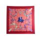 FOULARD HERMES SAMOURAI PAUWELS CARRE 90 EN SOIE ROUGE + BOITE SILK SCARF 410€