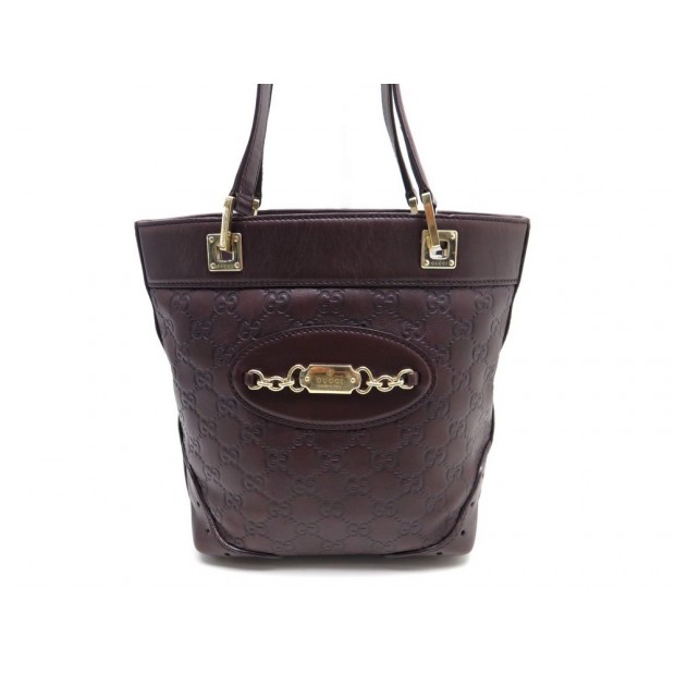 SAC A MAIN GUCCI 145994 CABAS SEAU CUIR GUCCISSIMA MARRON HAND BAG PURSE 1900€