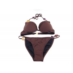 NEUF MAILLOT DE BAIN CHRISTIAN DIOR 2 PIECES FEMME T 40 90C MARRON SWIMSUIT