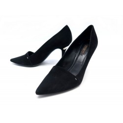 CHAUSSURES LOUIS VUITTON ESCARPINS DIANA PUMP 37 EN DAIM NOIR SUEDE SHOES 1100€