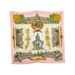 FOULARD HERMES SANSSOUCY LOIC DUBIGEON CARRE EN SOIE ROSE PINK SILK SCARF 350€