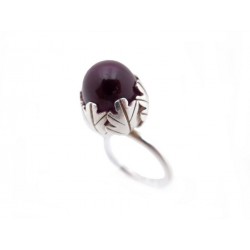 BAGUE BACCARAT MURMURE T51 EN ARGENT & PERLE DE CRISTAL VIOLET + ECRIN RING 210€