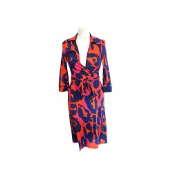 ROBE PORTEFEUILLE DIANE VON FURSTENBERG JUSTIN 36 S EN SOIE SILK WRAP DRESS 310€