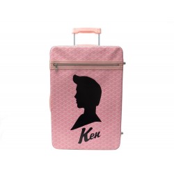 VALISE GOYARD TROLLEY BARBIE KEN EN TOILE GOYARDINE & CUIR ROSE 54CM LUGGAGE BAG