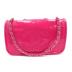 NEUF SAC A MAIN CHANEL CUIR VERNI ROSE 