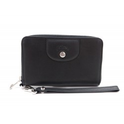 NEUF PORTEFEUILLE COMPACT LONGCHAMP LE PLIAGE CUIR NOIR LEATHER BILLFOLD 175 