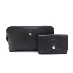 NEUF LOT POCHETTE + PORTE MONNAIE LONGCHAMP CUIR 