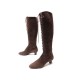 CHAUSSURES HERMES 37 BOTTES A LACETS DAIM VEAU VELOURS MARRON BOOTS SHOES 1900€