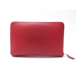 PORTEFEUILLE HERMES ZIPPE PORTE MONNAIE CUIR EPSOM ROUGE LEATHER WALLET 2000€