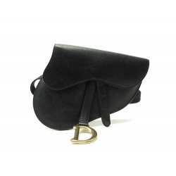 SAC CEINTURE CHRISTIAN DIOR SADDLE EN CUIR GRAINE NOIR BELT BAG 2600€