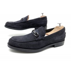 NEUF CHAUSSURES TOD'S 9 43 MOCASSINS EN DAIM VEAU VELOURS BLEU MARINE SHOES 550€