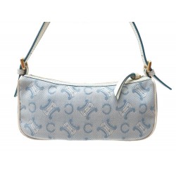 VINTAGE SAC A MAIN CELINE POCHETTE EN TISSU MONOGRAMME BLEU HAND BAG PURSE 450€