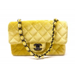 NEUF SAC A MAIN CHANEL MINI TIMELESS VELOURS JAUNE 