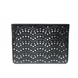 NEUF SAC A MAIN ALAIA 7S1G051RC127 POCHETTE CUIR PERFORE NOIR CLUTCH BAG 1200€