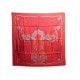 NEUF FOULARD HERMES DOIGTS DE FEE CATHY LATHAM CARRE 90 EN SOIE ROUGE SCARF 350€