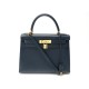 NEUF SAC A MAIN HERMES KELLY 28 1994 CUIR COURCHEVEL BLEU BANDOULIERE BAG 7200€